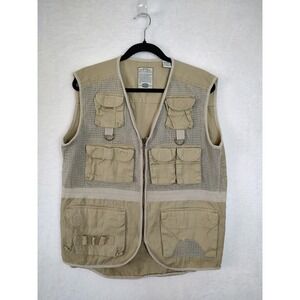 Bugle Boy Utility Vest Multi‎ Pocket Fishing Outdoor Sleeveless Khaki M